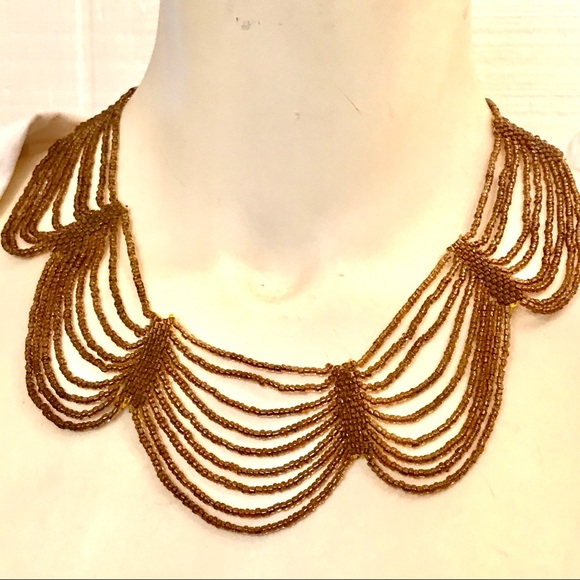 Antique Jewelry - Stunning Antique Bib Collar Seed Bead Necklace.